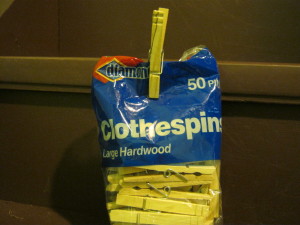 We need some clothespins to close this bag of clothespins.