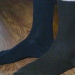 Socks & hardwood.  (Your socks don't match, dude!)
