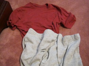Shirt & shorts.  Usual garb.