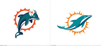 Miami Dolphins old  new logo